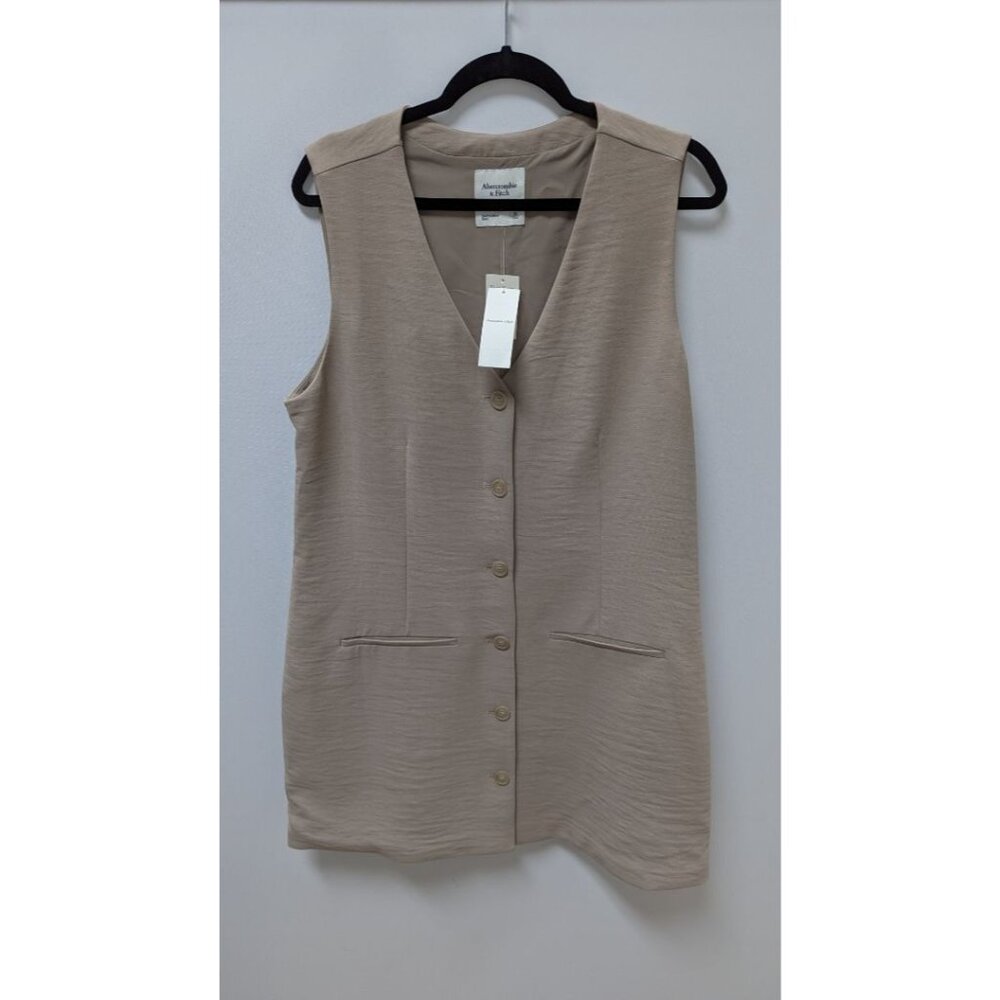 Abercrombie & Fitch Taupe "Fit-to-Flatter" Button-Down Dress